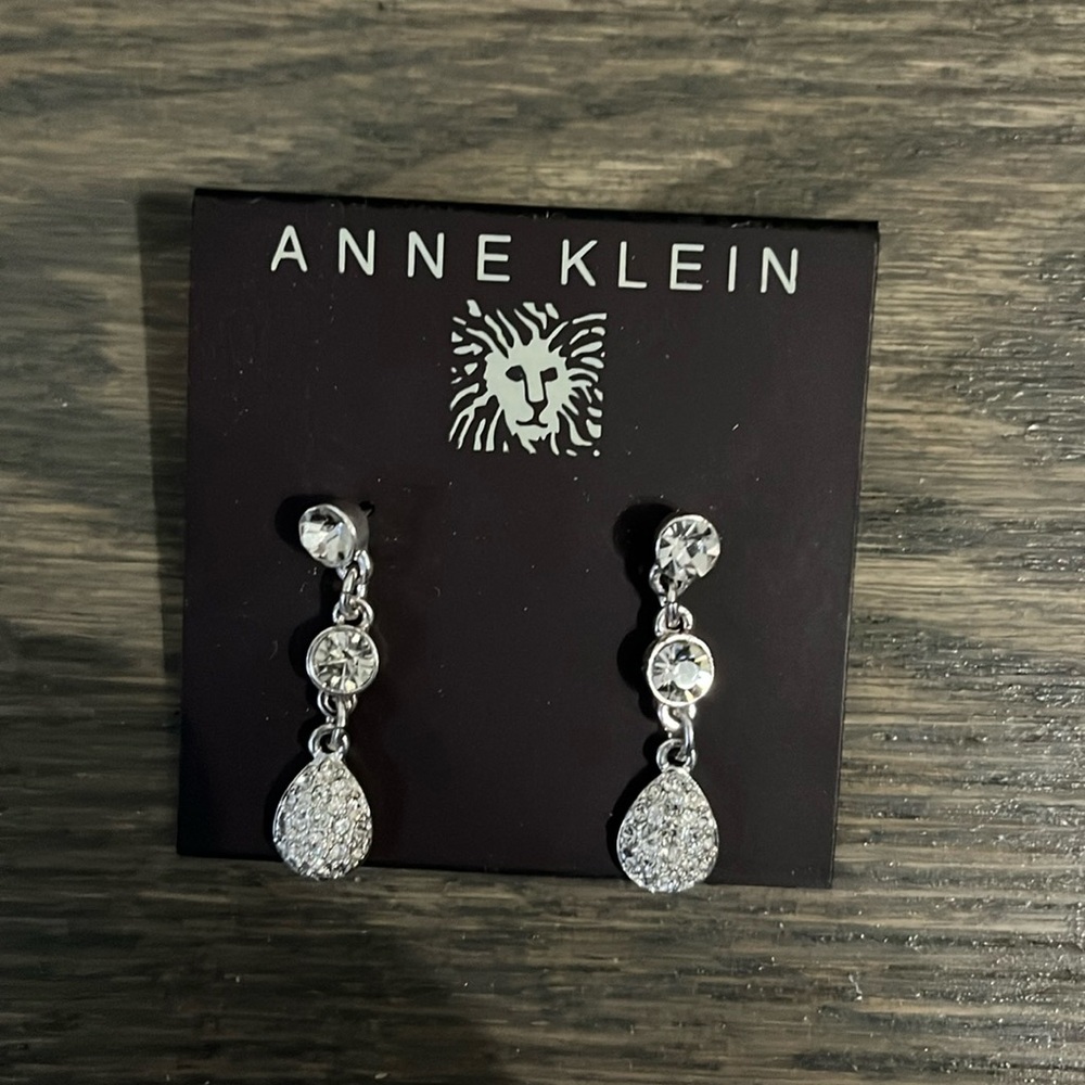 Anne Klein Silver Drop Pierced Earrings